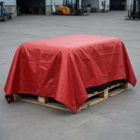 Heavy-Duty Waterproof PE Tarpaulin, Red/Black, UV-Resistant, High-Density Woven Cover Cloth
