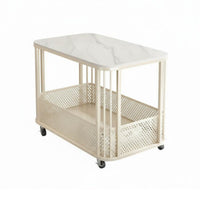 Light Luxury design C-Shaped Rolling End Table Movable with casters C-Shaped Rolling Table Space-Saving Household Furniture Multi-Functional for Apartment Dwellers, Homeowners, Students, Living Room, Small Spaces, Bedroom, Home Office