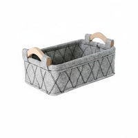 Japanese and aesthetic fabric organizer with Wood Handles adaptable foldable fabric Tote adaptable Organizer container Portable for creamice Workers, Students, Parents, Bedroom, Living Room, Nursery, Changing Table