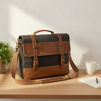 Canvas Briefcase Crossbody Canvas Carrier Bag Retro Briefcase with Shoulder Strap for Students, School, Travel