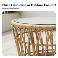 4 Pieces 4-Piece Woven Chat Group Weather-Resistant Patio Set Includes pads Outdoor Furnishing for Hosts, Homeowners, Balcony, Courtyard, rearyard