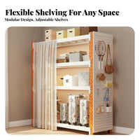 Multi-Layer Storage Rack Heavy-Duty Steel Utility Shelf with Dust Curtain Versatile Multi-Tier Rack for Closet, Pantry, Basement