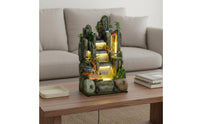 Humidifying Rockery Waterfall Fountain Acts as Humidifier Feng Shui Water Wheel Fountain Natural Landscape Design House Decoration Mini Aquarium for Business Owners, Office, Living Room, Reception Area, Entryway