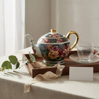 European Style Teapot Elegant Design Vintage Floral Tea Pot Drinkware for Couples, Housewarming