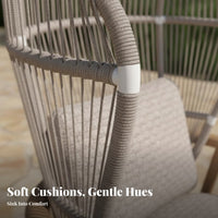 Woven Armchair with Paddings Rustic Simplicity Artistic Appearance Rope Weave Lounge Chair Weather-Resistant Outdoor Furniture for Homeowners, Garden