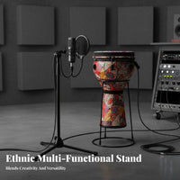 Handsliberated Playing Djembe Floor Stand Stable Support Drum Holder Portable Musical Instrument Accessory Collapsible Design for Percussionists, Musicians, Music Enthusiasts, Live Performance, Home Practice, Jam Sessions, Outdoor Gatherings