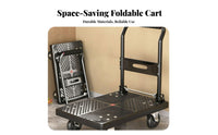4-Wheel Flatbed Cart Space Saving Foldable Deck Truck High Capacity Foldable Push Cart Hand Truck for Movers, Delivery Personnel, Home, Garage, Garden