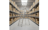 Rolling Workstation Ladder Mobile Wheels Aluminum Work Workstation Ladder Heavy Duty for Workers, Professionals, Construction Site, Warehouse