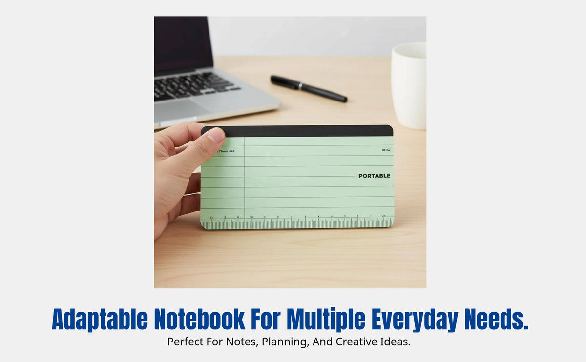 Multi-Purpose Mini Notebook, Portable Ruler Pocket Notebook, Business Notepad for Everyday Use
