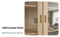 dense Wood Construction Glass Door Book Cabinet Floor-Standing Glass Door Curio Simple Design bookshelf Large Storage Space for Children, Homeowners, Office Workers, Study Room, Bedroom