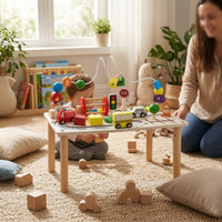 Tabletop Wooden Activity Table Fine Motor Educational Busy Board Table Sensory Wooden Activity Center Learning for Preschoolers