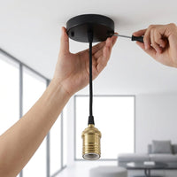 Ceiling Light Fitting with Metal Pendant Light Cord, E27 Lamp Holder and Bulb Holder for Ceiling Lighting, 10mm Threaded Entry, E27 Lamp Base