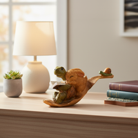 Cute Turtle and Rabbit Reading Figurine Planter for Succulents, Office Desk Decor
