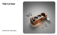 Multi-Slot Design Wooden Espresso Tamping Station Clutter-Clear Workstation Coffee Tamper and Portafilter Stand Easy to Clean for Cafe