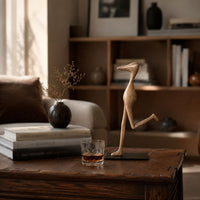 Artistic Long Beak Bird Statue Antique Look Abstract Bird Figure Modern Geometric Creature Sculpture Detailed Design