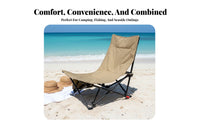 Foldable Adjustable Recliner Ergonomic Design Camping Chair Thickened Headrest Portable Seating Stable Frame for Beachgoers, Homeowners, Fishing, Beach, Deactivatedice, Poolside