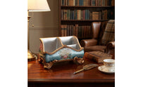 Resin Storage Box with Divider Antique-Style Divided Organizer Box Compact Compartment Container for Tabletop, Desk