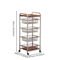 Multi-Tier Rolling Cart Space Saving Metal Wire Basket Cart Vintage Style Kitchen Organizer for Washroom