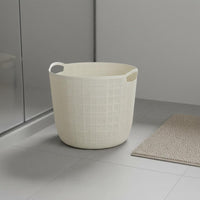 Large Capacity Plastic Laundry Basket Breathable Design Mesh Clothes Hamper Long-Lasting PP Material Round Organizer Basket with Handles for Bathroom