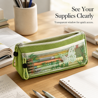 Chinese Style Large Capacity Pencil Case for Middle and High School Students, Vintage Ink Butterfly Double Layer Canvas Stationery Bag