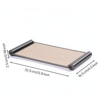 Leather Tray with Metal Frame Modern Rectangular Tray with Metal Rails Elegant for Coffee Table