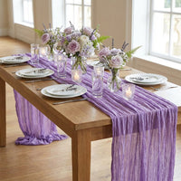 Crinkled Gauze Table Runner Elegant Design Boho Table Runner Soft Touch Event Decoration for Brides, Party Hosts, Banquet, Bridal Shower, Easter
