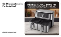 2-Pack Reusable Silicone Air Fryer Liners for Dual Zone -Rectangular Baskets Compatible with Keplin 9L, Ninja AF300UK/AF400UK, Tower - Non-Stick Accessories, Oil-Proof Inserts for Double Drawer Fryers