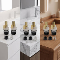 2 Pieces Two-Handle Faucet Stem Replacement Brass-Toned Faucet Repair Kit with Seat and Spring Easy Installation Hardware for Bathroom, Kitchen