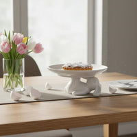 Easter Decor Rabbit Cake Stand Modern Design Bunny Cake Stand Easy to Clean Ceramic Rabbit Pedestal Plate Ideal Gift for Parties