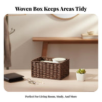 Woven Rectangular Box Multi-Purpose Organizing Basket Handmade for Homemakers