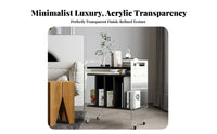 Light Luxury stylish 2-Tier Clear Rolling Stand Transparent Look Mobile Furniture transparent Design Storage trolley Space-Saving for Apartment Dwellers, Office Workers, Living Room, Bedroom, Dining Area, Bathroom