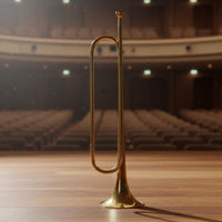 Gold Finish Bugle with Gloves Brass Bugle Big Bell Design Wind Instrument Portable for Students, Beginners, School Band, Drum Corps