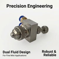 Mist Nozzle 1/4BSPT Stainless Steel, Two-fluid Gas-water Mixing Spray, Wear-resistant Spray Tip for Industrial