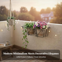 Space-Saving Design Hanging Planter Rack Easy to Install Rectangular Railing Planter Holder Sturdy hard-wearing Outdoor Fixture Adjustable fasteners for Gardeners, Apartment Dwellers, Homeowners