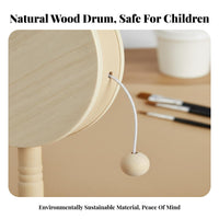 DIY Rattle Drum Ready to Paint Paintable Wooden Hand Drum Wood Unfinished Wooden Rattle for Children, Parents, Art Class, Birthday Party, Home