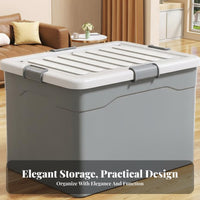 Large Capacity Wheeled Storage Bin with Lid Multi-Purpose Wheeled Latch Box sturdyDuty Rolling Container long-lasting Construction for Homeowners, Families, Playroom, Bedroom, Moving, Closet