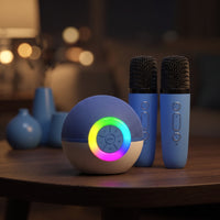 Bluetooth Karaoke Speaker with Wireless Microphones Light-up Portable Karaoke Machine Multicolor System Colorful for Children, Singers