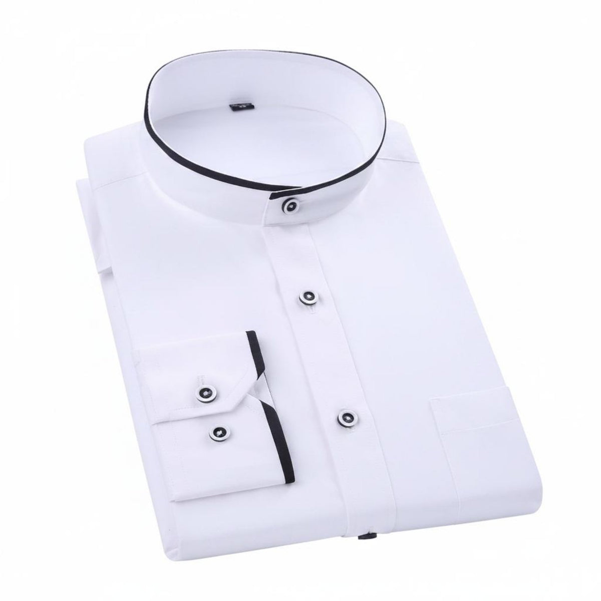 Stand Up neck Shirt No ironing Long Sleeve Tailored Shirt All Season for Office