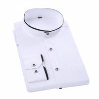 Stand Up neck Shirt No ironing Long Sleeve Tailored Shirt All Season for Office