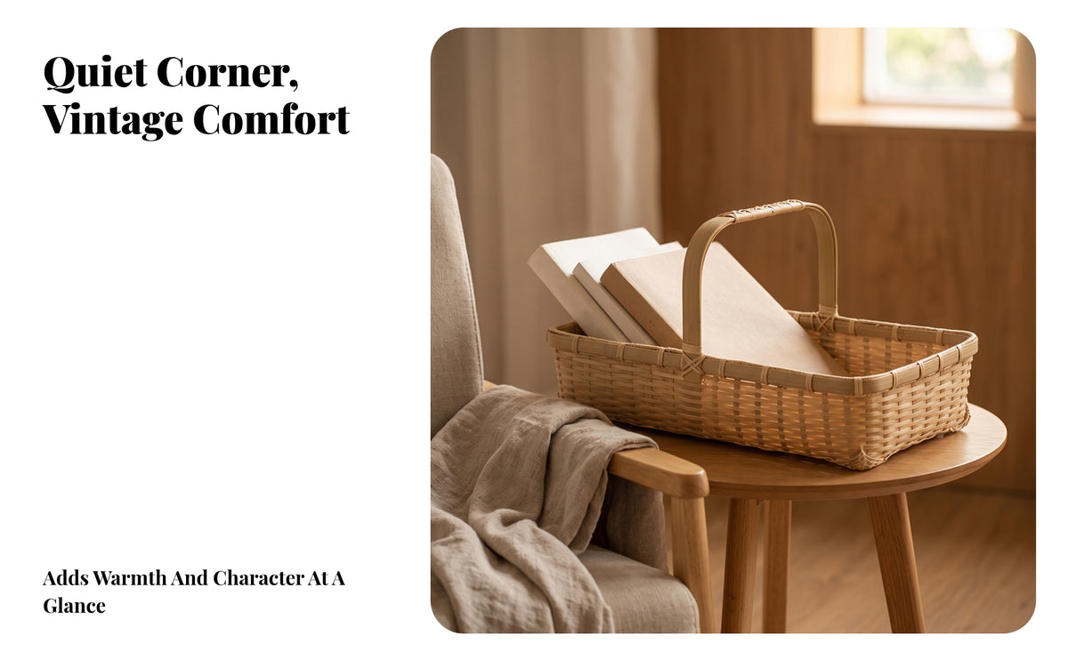 Rustic Rectangular Bamboo Basket