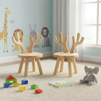 Wooden Animal Chair Easy to Clean Solid Kids Chair Child-Centered Friendly Cartoon Character Seat for Young Children, Kindergarten, Playroom