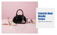 Silver Mini Crossbody Bag, Stylish Bowling Handbag for Women, PU Leather, Shoulder Purse, 2025 New Design