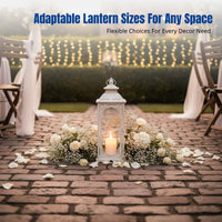 European Iron Art Candle Holder, Windproof Glass Lantern, Floor Light, Cream Decorative Piece for Home, Wedding