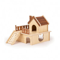 Hideaways Shelter with Entry Holes Handcrafted Wooden Handmade Wooden Habitat Accessory for Enrichment Corners