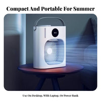 Portable Air Chiller Misting Function Mini Air Conditioner Fan 3 Speeds Desktop Cooling Fan for Students, Office Workers, Bedroom, Dorm Room