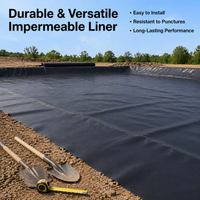 HDPE Geomembrane Pond Liner, Heavy Duty Black Matte Drainage Membrane, Flexible for DIY Pond Projects & Water Features