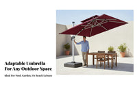 LED Cantilever Umbrella 50+ Protection Offset Umbrella with Lights Crank and Tilt 360-Degree Rotation Degree Rotating for Homeowners, Terrace, Deck
