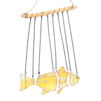 Fish Wind Chime Mosaic Stained Glass Wind Chime Coastal Hanging Ornament for Porch