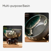 Ceramic Fish Bowl Lotus Pattern Desktop Decor