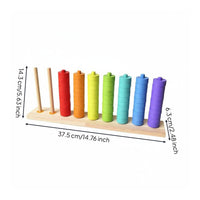 Logical Thinking Training Color Sorting Stacking Toy Hand-Eye Coordination Educational Color Sorter Develops Fine Movement Skills Wooden Disc Stacker Sturdy Wood for Preschoolers, Toddlers, Daycare